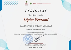 Juara 3 Video Kreatif Tingkat Internasional di Universitas Sains Islam Malaysia